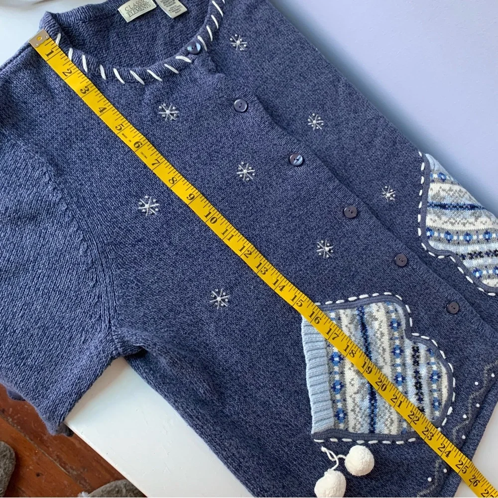 Vintage Ugly Christmas Sweater Mittens Cardigan - Picture 8 of 13